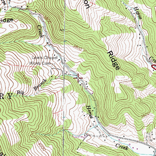 Topographic Map of Big Branch, NC