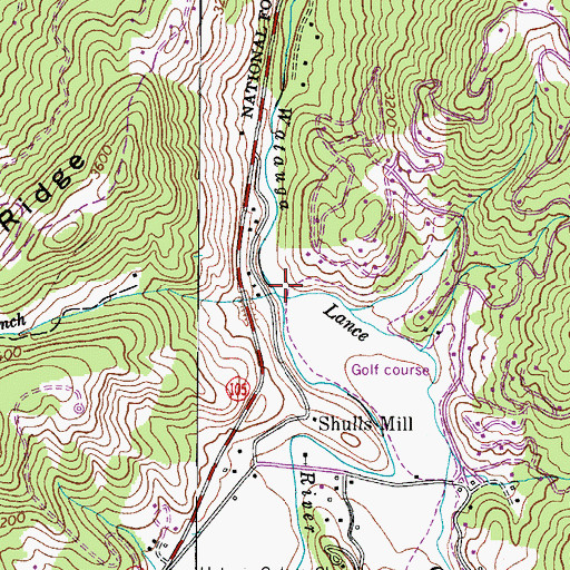 Topographic Map of Big Branch, NC
