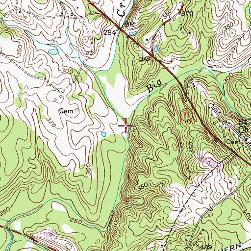 Topographic Map of Big Branch, NC