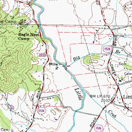 Topographic Map of Big Branch, NC
