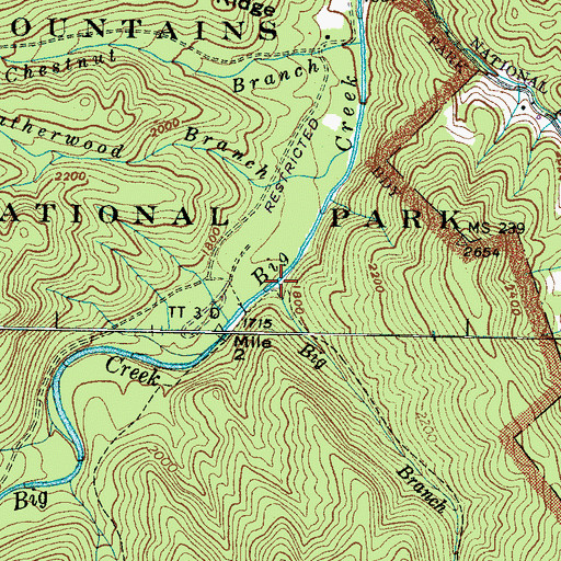 Topographic Map of Big Branch, NC