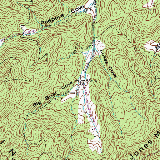 Topographic Map of Big Briar Cove, NC