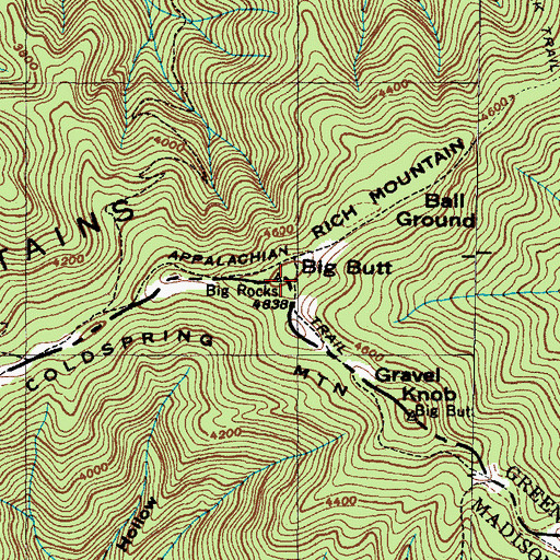 Topographic Map of Big Butt, NC