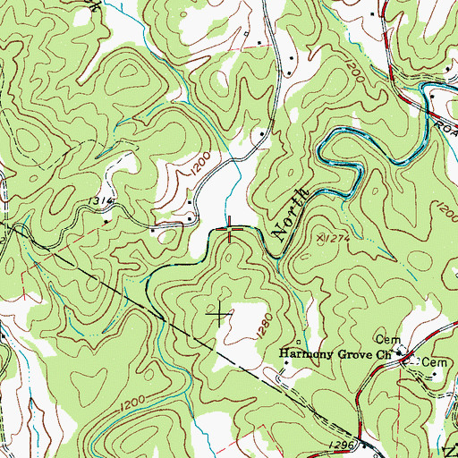 Topographic Map of Big Camp Creek, NC