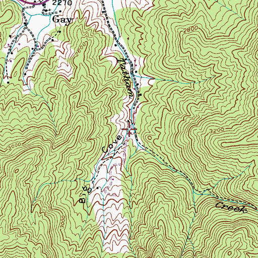 Topographic Map of Big Cove, NC