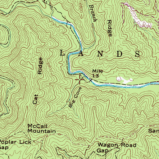 Topographic Map of Big Cove, NC