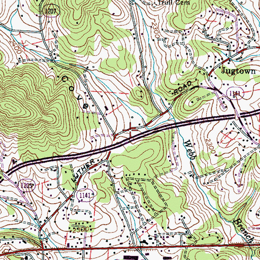 Topographic Map of Big Cove, NC