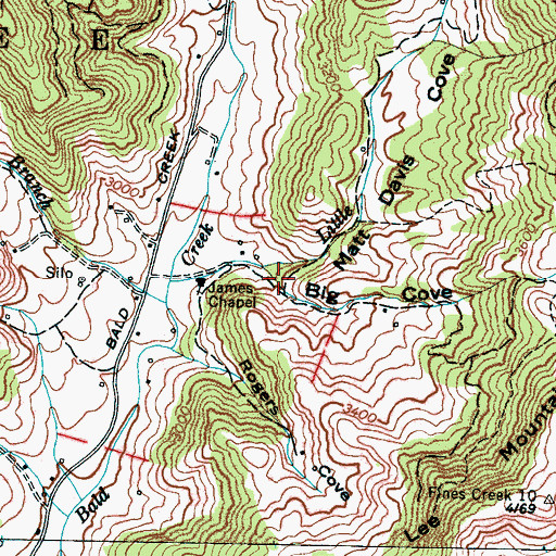 Topographic Map of Big Cove, NC