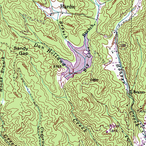 Topographic Map of Big Cove Branch, NC