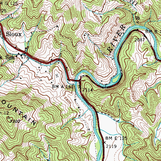 Topographic Map of Big Creek, NC