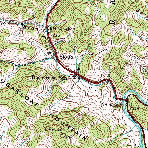Topographic Map of Big Creek School, NC