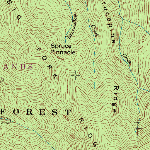 Topographic Map of Big Fork Ridge, NC