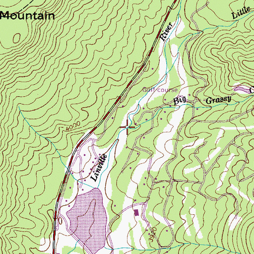 Topographic Map of Big Grassy Creek, NC