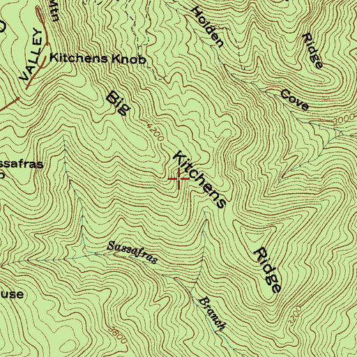 Topographic Map of Big Kitchens Ridge, NC
