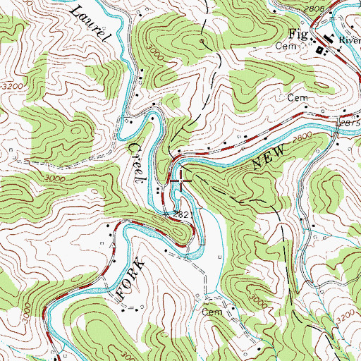 Topographic Map of Big Laurel Creek, NC