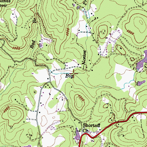 Topographic Map of Big Norton Prong, NC