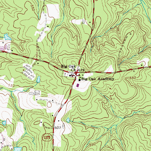 Topographic Map of Big Oak Church, NC