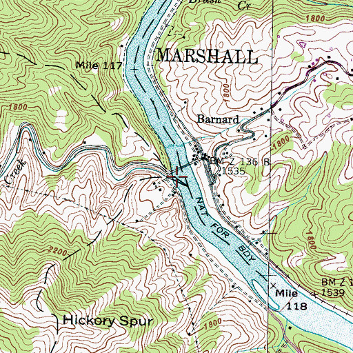 Topographic Map of Big Pine Creek, NC