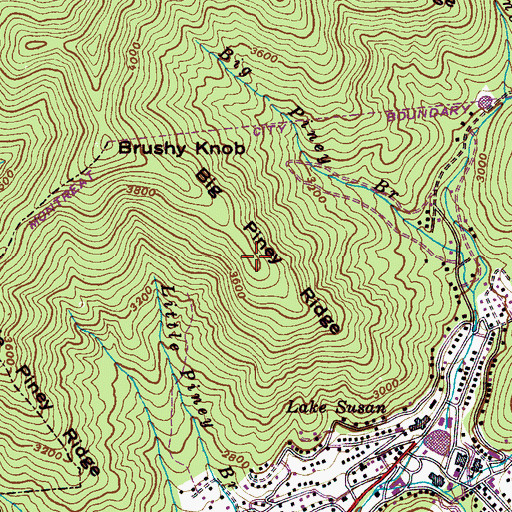 Topographic Map of Big Piney Ridge, NC