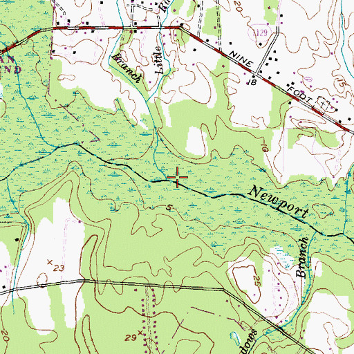 Topographic Map of Big Ramhorn Branch, NC