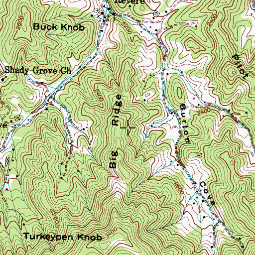 Topographic Map of Big Ridge, NC