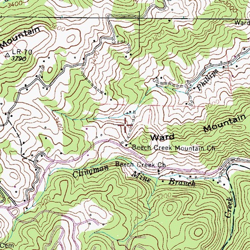 Topographic Map of Big Ridge, NC