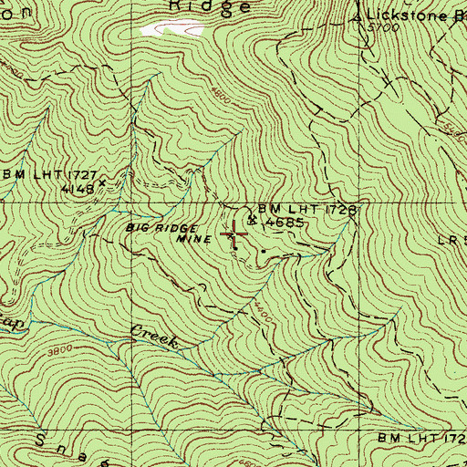 Topographic Map of Big Ridge Mine, NC