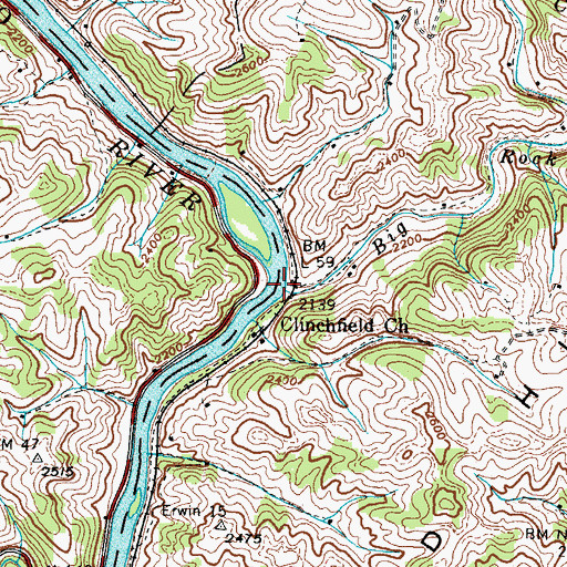Topographic Map of Big Rock Creek, NC