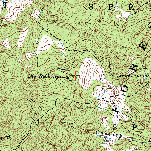 Topographic Map of Big Rock Spring, NC