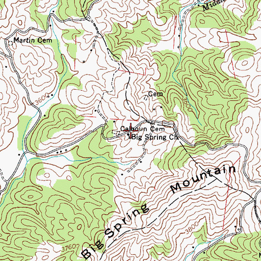 Topographic Map of Big Spring Church, NC