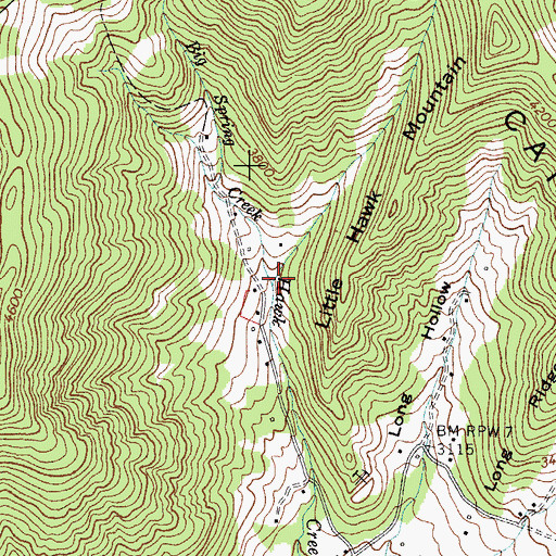 Topographic Map of Big Spring Creek, NC