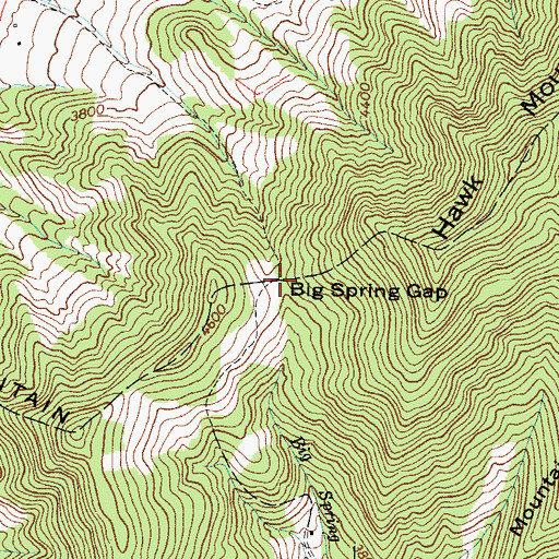 Topographic Map of Big Spring Gap, NC