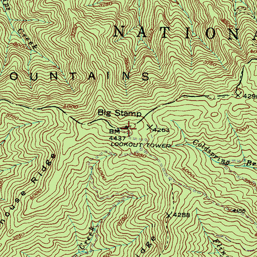 Topographic Map of Big Stamp, NC
