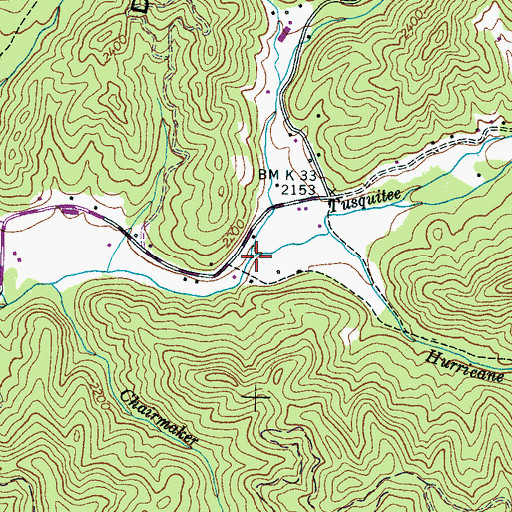 Topographic Map of Big Tuni Creek, NC