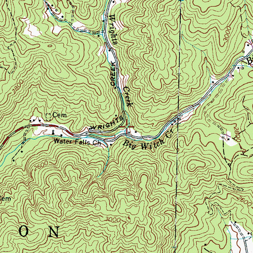 Topographic Map of Big Witch Creek, NC