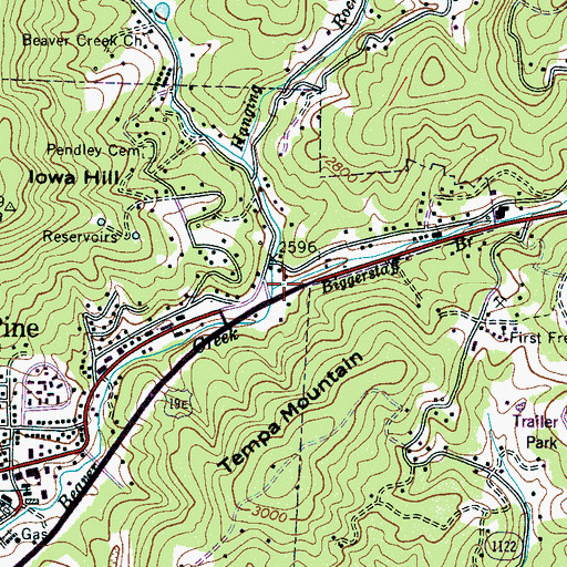 Topographic Map of Biggerstaff Branch, NC