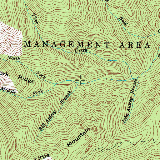 Topographic Map of Bill Autrey Branch, NC