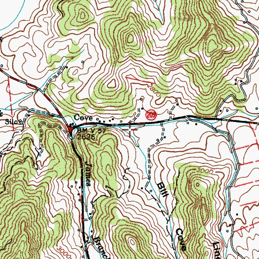 Topographic Map of Bill Cove, NC