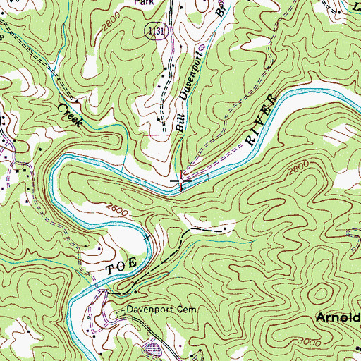 Topographic Map of Bill Davenport Branch, NC