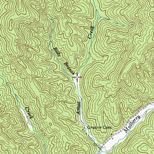 Topographic Map of Bills Branch, NC
