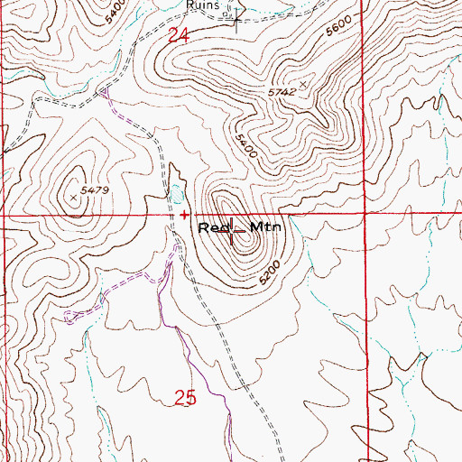 Topographic Map of Red Mountain, AZ