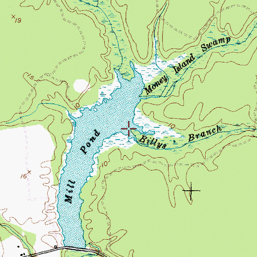 Topographic Map of Billys Branch, NC