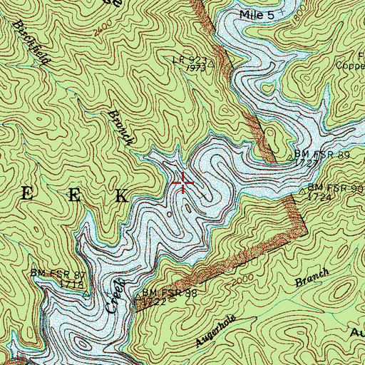 Topographic Map of Birchfield Branch, NC