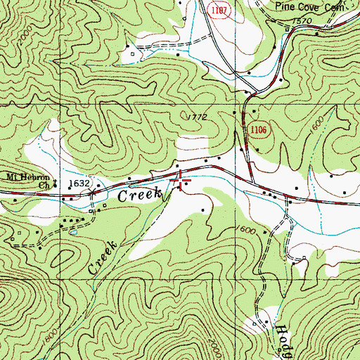 Topographic Map of Bird Creek, NC