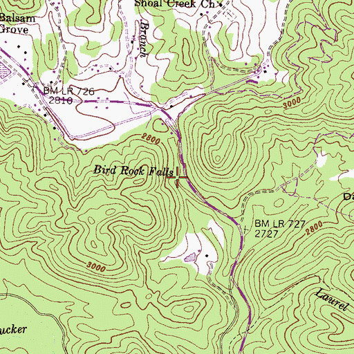 Topographic Map of Bird Rock Falls, NC