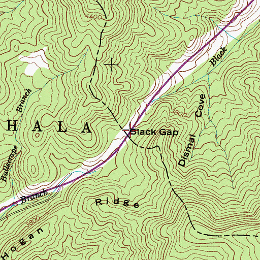 Topographic Map of Black Gap, NC