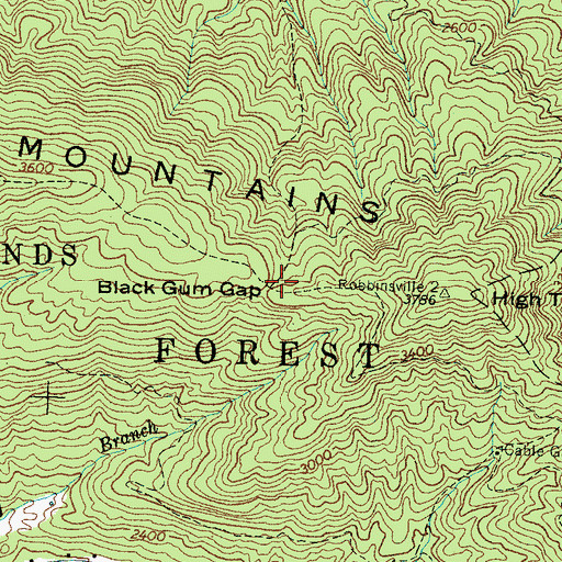 Topographic Map of Black Gum Gap, NC