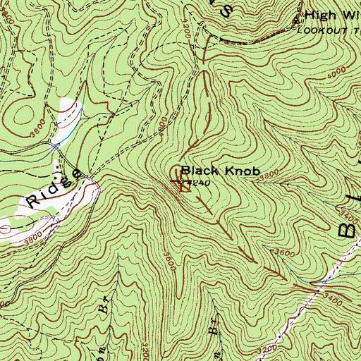 Topographic Map of Black Knob, NC