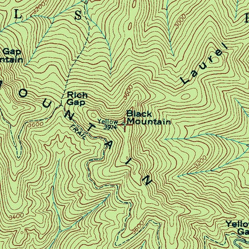 Topographic Map of Black Mountain, NC