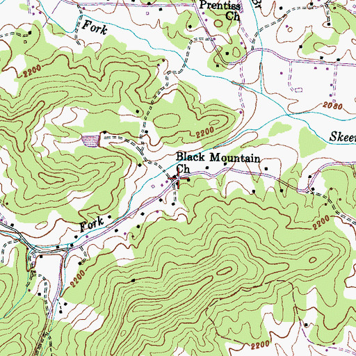 Topographic Map of Black Mountain Church, NC